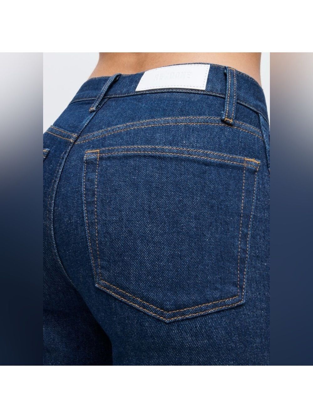 Re/Done The 90’s Straight High Rise Loose Jeans SZ 28 Dark Denim Rigid Like - Picture 5 of 10